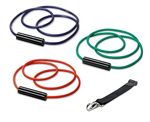 Exerband Triple Loop Exercise Starter Kit, 3 Unilateral Loop Tubes, 1 Web Anchor Strap with Metal Hook, and 1 Instruction Sheet - Portable Resistance Training Kit - Designed to Fit Any Standard Door