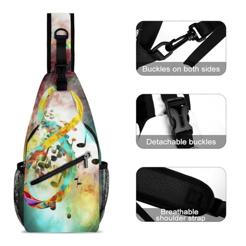 Morrales Sling Bag con diseño musical para senderismo miniatura 3