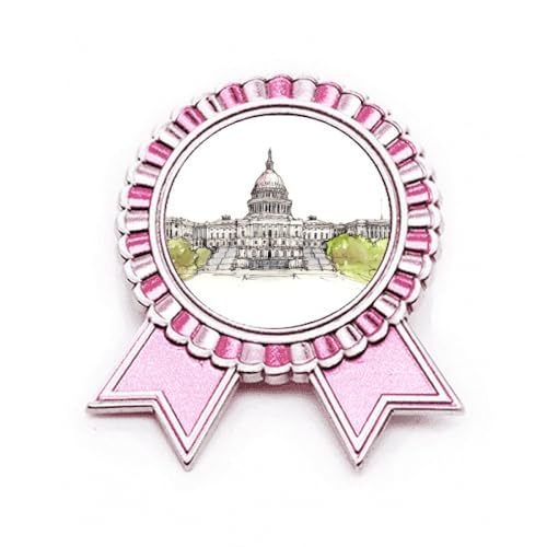 Broche Capitole des États-Unis Art Déco en métal rose taille M pour costume
