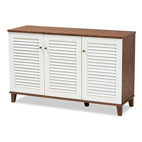 Baxton Studio Coolidge Modern And Contemporary Walnut Finished 8-Shelf Wood Shoe Storage Cabinet #TOP11