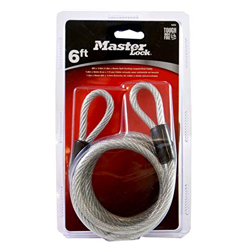 Master Lock 65D 6' Self Coiling Vinyl Coated Cable With Loop Ends