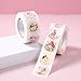1000 Pcs Watercolor Fairy Mushroom Stickers Roll, Cute Pink Floral Fairy Round Stickers for Kids, Party Favors, Gift Wrapping, Scrapbooking and Journaling