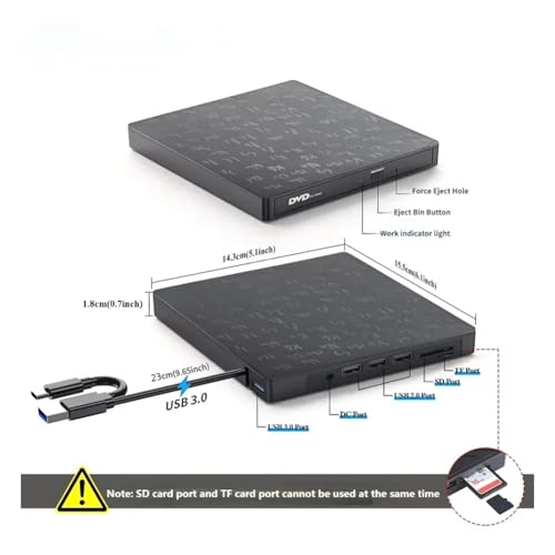 Lecteur DVD noir et graveur de CD/DVD externe multifonction PC