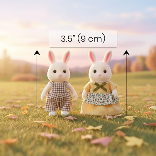 Set de 2 Muñecos Conejo Blanco Flocked 3 Pulgadas miniatura 3