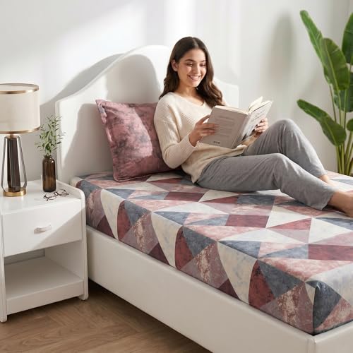 Image of Mafatlal 186 TC Autumn Delight Graceful Pure Cotton Single Flatsheet (60 x 90 Inch) | Breathable Summer Comfort | Wrinkle-Free Floral Bedsheet with 1 Pillow Cover, Byzantium Violet