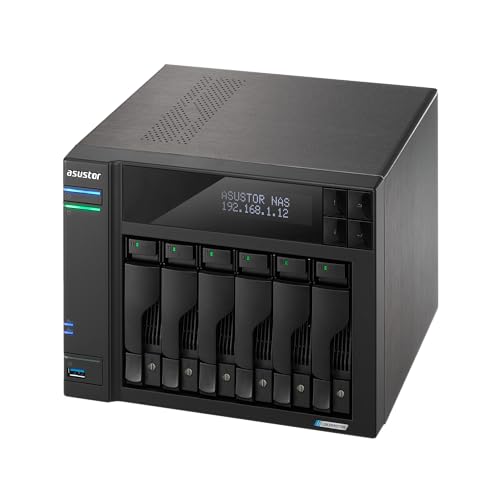 Image of Asustor Lockerstor 6 Gen2+ AS6706T v2 6 Bay NAS, Intel Quad-Core CPU, Dual 5GbE Ports, 8GB DDR4, 4 M.2 SSD Slots, HDMI, Plex Media Server, Network Attached Storage for Video Creators (Diskless)