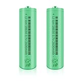 Svenirven 2 Packs 3.7V Button Top Rechargeable Batteries for Headlamp, LED Flashlight, Electronic Devices etc (Green) with Battery Organizer