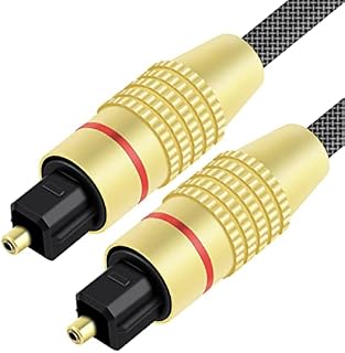 Giveet Digital Optical Audio Cable 6.6ft/2M - [24K Gold-Plated, Durable Nylon Braided] Flexible Fiber Optic Toslink Cord for [S/PDIF] Home Theater, Sound Bar, TV, PS4, Xbox, VD/CD & More  Silver