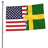 Flag Of Oland And America Flags 2x3 Outdoor Banner Vivid Colors Double Sided Flag Polyester Outside Patio Lawn Decor