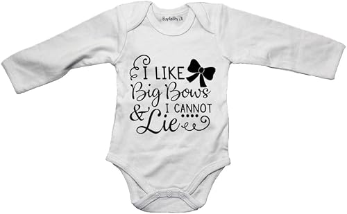 I Like Big Bows and I Cannot Lie - Baby Grow 6-12 months White Long Sleeve