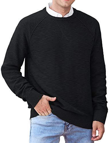 Image of NITAGUT Men's Jumper Winter Soft Warm Knit Sweater Classic Crew Neck Casual Pullover Sweaters,Black,XXL