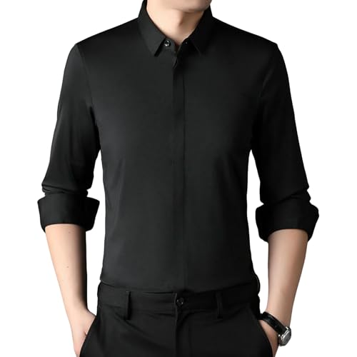 Chemise sans couture homme infroissable à patte dissimulée