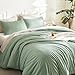Litanika California King Comforter Set Sage Green - 3 Pieces Cal King Lightweight Solid Bed Comforter, Oversized Fluffy Down Alternative Comforter Quilt Blanket Bedding Set