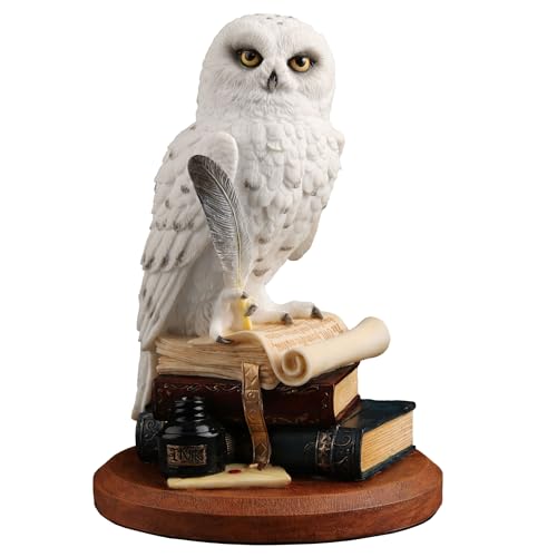 Veronese Design 5 3/4 Inch Snowy Owl Scripting Scholar Resin Hand Painted Animal Sculpture Home Decor Collectibles