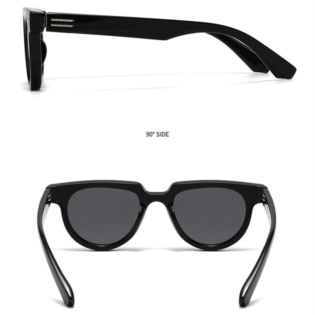 Gafas de sol polarizadas de moda, estilo retro, con remaches, redondas, estilo punk, protección UV400