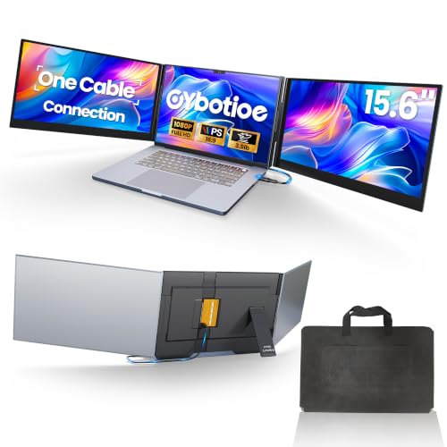 Image of One Cable Connect Laptop Screen Extender Monitor Portable, Ultra Thin 15.6 inch 1080P FHD Triple Screen, Fit 13-17 inch Laptop, Plug & Play Compatiable with Win /Mac /Chrome /Android