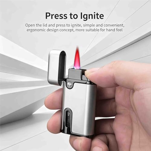Encendedor de butano recargable con llama a prueba de viento miniatura 4