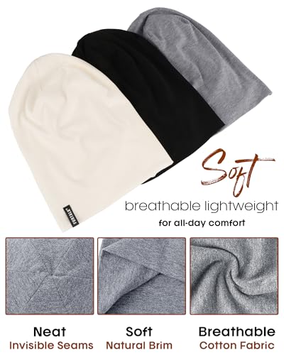 Image of FURTALK Slouchy Beanie for Men Women Breathable Cotton Summer Beanie Unisex Running Sleeping Skull Caps Chemo Headwear