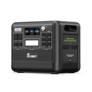 FOSSIBOT Draagbaar powerstation met 2048 Wh LifePO4 3 x AC-uitgangen 2400 W (4800 W piek) zonne-generator 230 V AC/DC/USB C/QC3.0 mobiele stroomgenerator voor outdoor camping en onderweg F2400.-Zwart