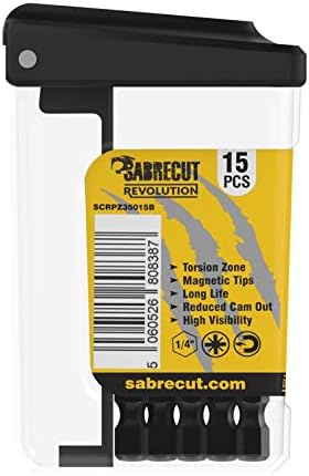 15 x SabreCut SCRPZ35015B 50mm PZ3 Magnetic Impact Screwdriver Driver Bits Set in a TIC TAC Box Single Ended Pozi Pozidriv Heavy Duty Compatible with Dewalt Milwaukee Bosch Makita and Others