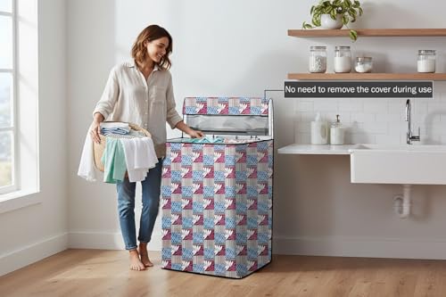 Image of Stylista Top Load Fully Automatic Washing Machine Cover Compatible for IFB 8 kg, 8.5 kg, 9 kg & 9.5 kg, Surface Pattern Grey