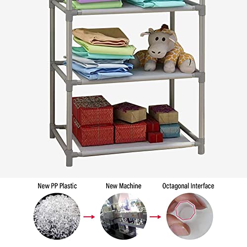 Image of COROID Digital Printed Multipurpose 6 Shelve Wardrobe,Foldable,Collapsible Fabric Wardrobe Organizer for Clothes Drawers Portable Wardrobe Clothing Space Saving Wardrobe (3-Layer, Grey)