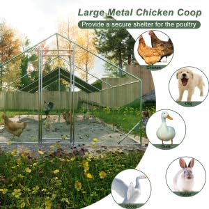 Image of Heavy Duty Metal Chicken Coop with Hardware Cloth (312 inch L x 120.5 inch W x 78.72 inch H)