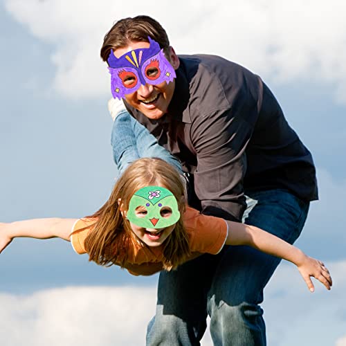 Leikedun 24 Masken für Kinder Tiermasken Blanko Bemalen Masken mit Bungee-Strings und 18 Farbigen Aquarell-Pinsel, zum selbst Bemalen und Gestalten, für Kinder Mädchen Junge Kindergeburtstage Cosplay