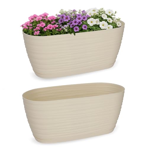 KADAX Blumentopf mit Untersetzer, Blumenkübel, Pflanzkübel für Innen, Leichter Pflanztopf aus Kunststoff, Übertopf für Blumen, Pflanzen… – Ansicht 1