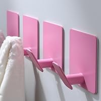 DELITON Cute Kids Wall Hooks & Towel Hooks - Sticky Hooks Light Pink for Hanging Towels, Robe, Coat, Bathroom Decor Organizer