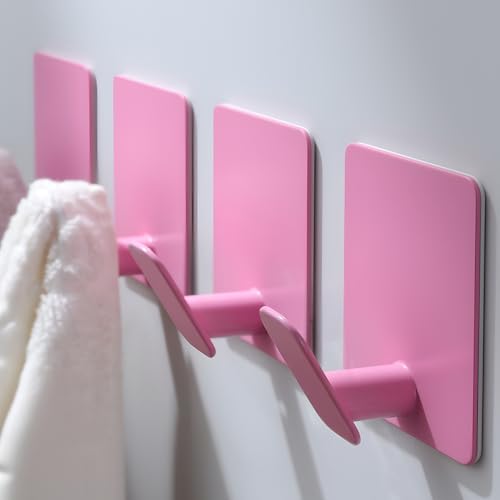 DELITON Cute Kids Wall Hooks & Towel Hooks - Sticky Hooks Light Pink for Hanging Towels, Robe, Coat, Bathroom...
