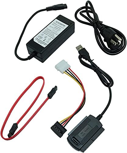 Longdex 5PCS External AC Power Adapter and SATA/PATA/IDE to USB 2.0 Adapter Converter Cable for Hard Drive Optical Drive