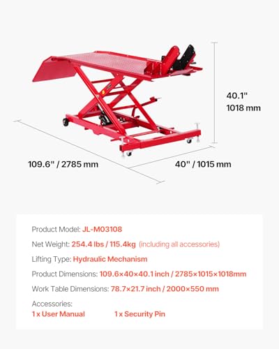 Image of VEVOR Motorcycle Lift Table, 1000lbs Weight Capacity, 360 Flexible Moving Motorcycle Jack Stand, 8.6-31 in Height Range, Heavy Duty Bike Repair Stand with Security Lock for ATVs, Dirt Bike