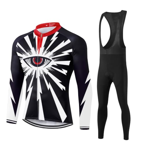 UGLY FROG Bike Wear Radtrikot Herren Lange Ärmel, Fahrradbekleidung Set Herren Radtrikot Fahrrad Trikot Langarm + Lange Hosen mit Sitzpolster Reflektierend Anzüge