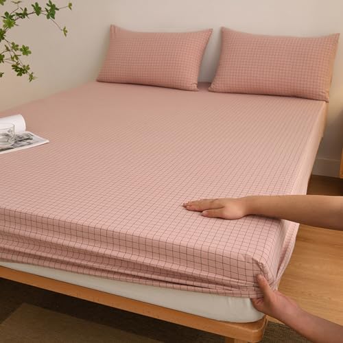 JIANINGHOME Sábana bajera ajustable de 180 x 200 pulgadas, con bolsillo extraprofundo, duradera, elástica, doble tela de jersey de algodón cepillado suave