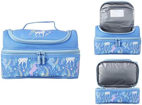 Smiggle Lunchbox Double Deck 'Neat' (Blue Cosmic Unicorn)