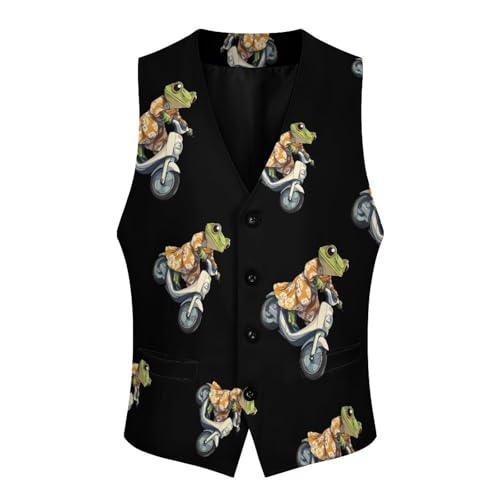Frog Ride Motorcycle Mens Slim Fit Suit Vest Dress Waistcoat Casual Business Vest4