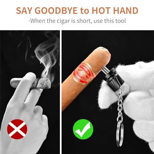 Demcigar Cigar Punch Cutter,Cigar Draw Enhancer 2-in-1 Stainless Steel Cigar Hole Opener,Three Needle Puncher(Black)
