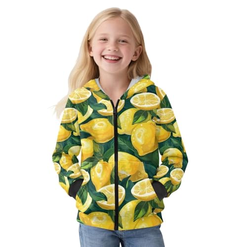 Fruit Print Girls Hoodie Sweatshirt for Kid Full Zip Sports Hoodie Jacket Pullover Top Coat with Pockets