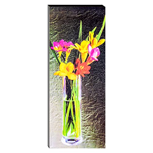 Image of Indianara Set of 3 Multicolored Flowers in a Pot MDF Art Painting (63 FL) without glass 4.5 X 12, 9 X 12, 4.5 X 12 INCH