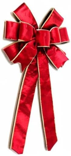 Red Velvet Christmas Bows with Gift Box, Gold Wired Red Bows for Wreath Floral, Christmas Tree Topper, Outside Bowknot Red Bow for Car Wall Garden Yard Front Door - Image 9