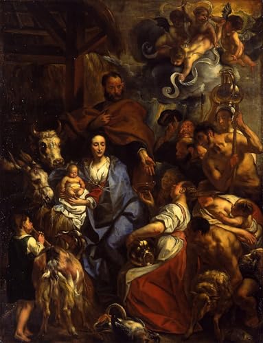 Tableau impressions d'art l'Adoration des bergers Jordaens 60x90cm
