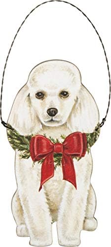 Primitive by Kathy Christmas White Poodle Hanging Ornament image 2