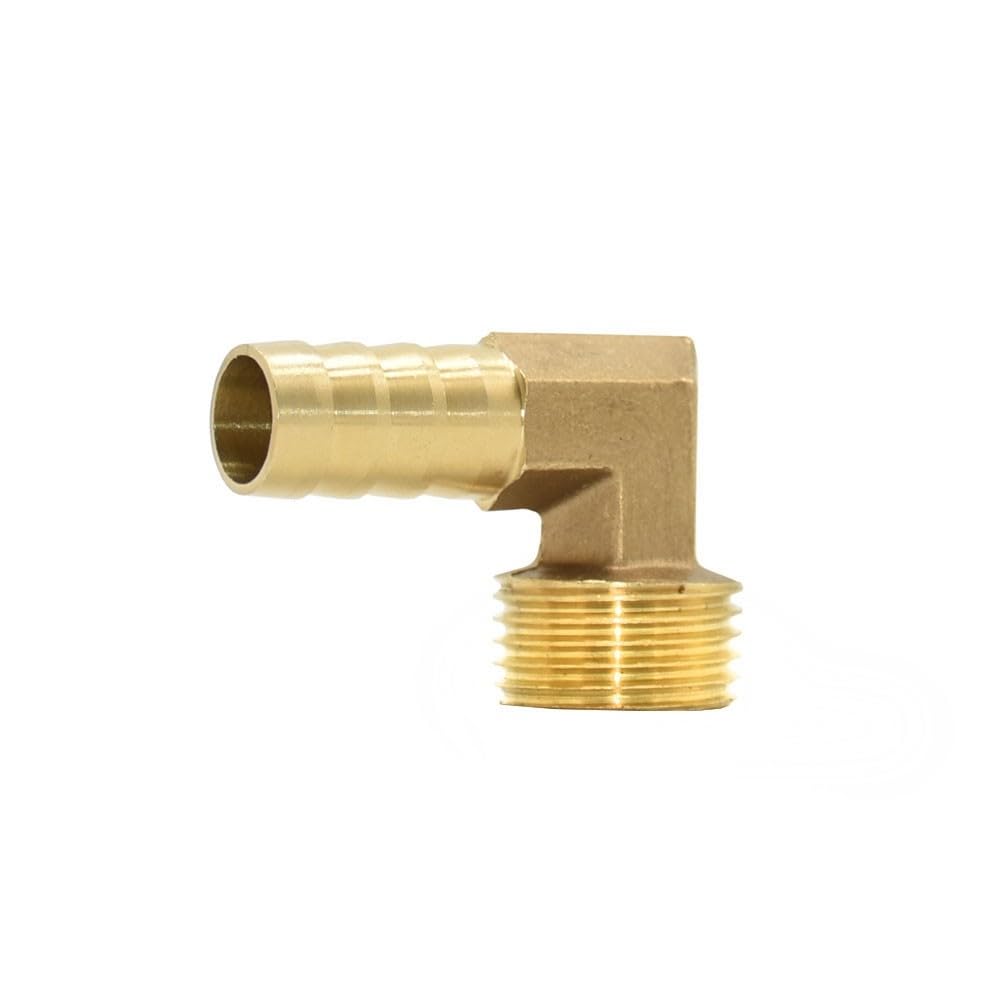 Conector de codo de latón de 1/2 3/4 pulgadas con rosca macho/hembra a púas de 14/16/19 mm, acoplamiento de manguera de cobre, adaptador de tubería, 1