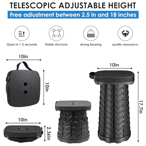Image of aboutool 2 Pack Collapsible Stool - Portable Folding Stool for Adults, Lightweight Yet Sturdy 400lbs Capacity for Camping Fishing Hiking Outdoor