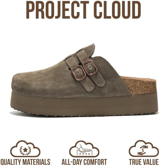 Project Cloud 100% Genuine Leather Clogs for Women - Wedge Womens Clogs Platform Sandals with Memory Foam Insole - Heeled Mules for Women 2026 (Stephi) - Image 4