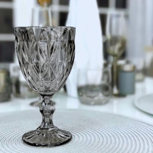 FESTA365 Jogo de 6 Taças de Vidro 340ml Diamond - Conjunto Elegante para Água, Vinhos e Coquetéis (F