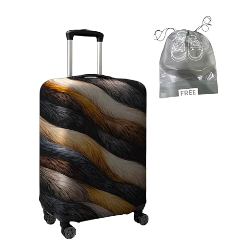 Image of WanderWraps Spendex Polyester Protective Luggage Cover | Hard Luggage Trolley Bag Cover | Washable | Dust Proof | Stretchable | S /M /L - Combo | Feather Printed