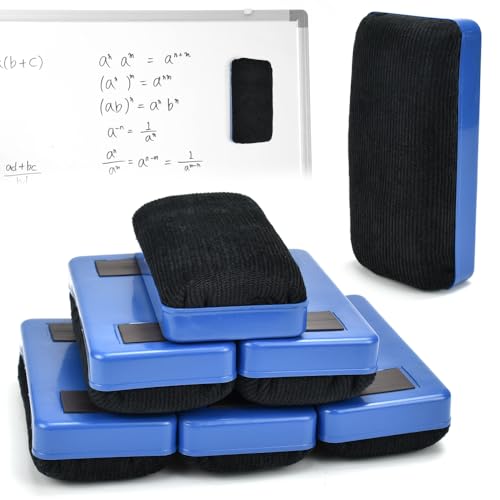 Magnetic Whiteboard Eraser, ADERTOS 6 Pack Mini Whiteboard Rubbers Chalk Board Duster Small White Board Wipers Blackboard Whiteboard Chalk Eraser Dry Eraser with Thick Felt Pad for Home Office School