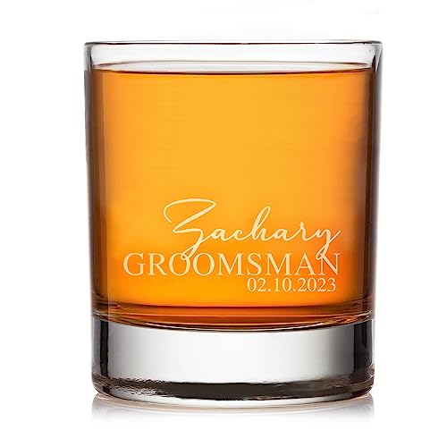 Single,Groomsmen Gifts, Customized Whiskey Glasses for Groomsmen - Personalized Gifts for Groomsmen Proposal, Bachelor Party Favors, and Best Man Gifts